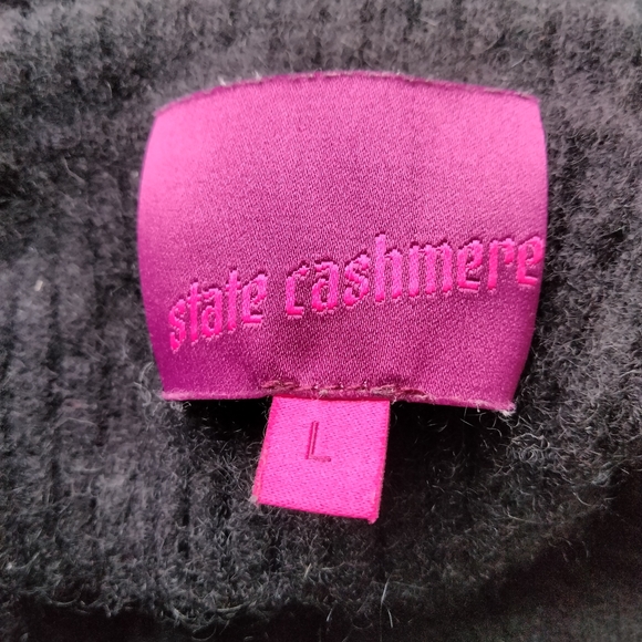 State Cashmere 100% Cashmere Black Ribbed Long sleeve  Turtleneck Sweater - Picture 8 of 11